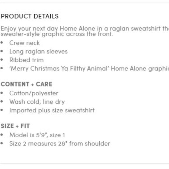 Torrid size 4 Home Alone Black Raglan Holiday Sweatshirt - Picture 6 of 10